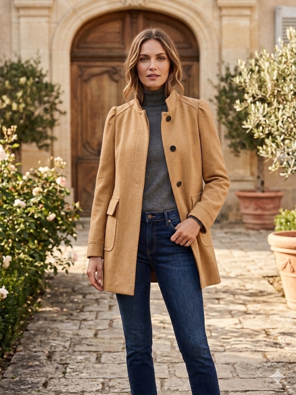 Banana Republic Factory | Tailored Tan Funnel Neck Car Coat